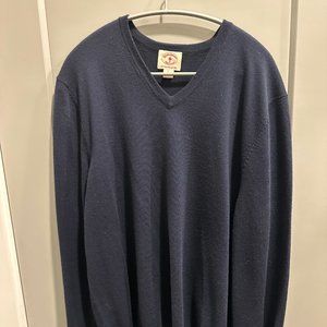 Brooks Brothers Men's Merino Wool V-Neck Sweater; Men's Large, Navy Blue